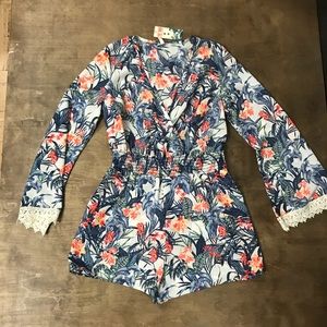 Long sleeve floral romper